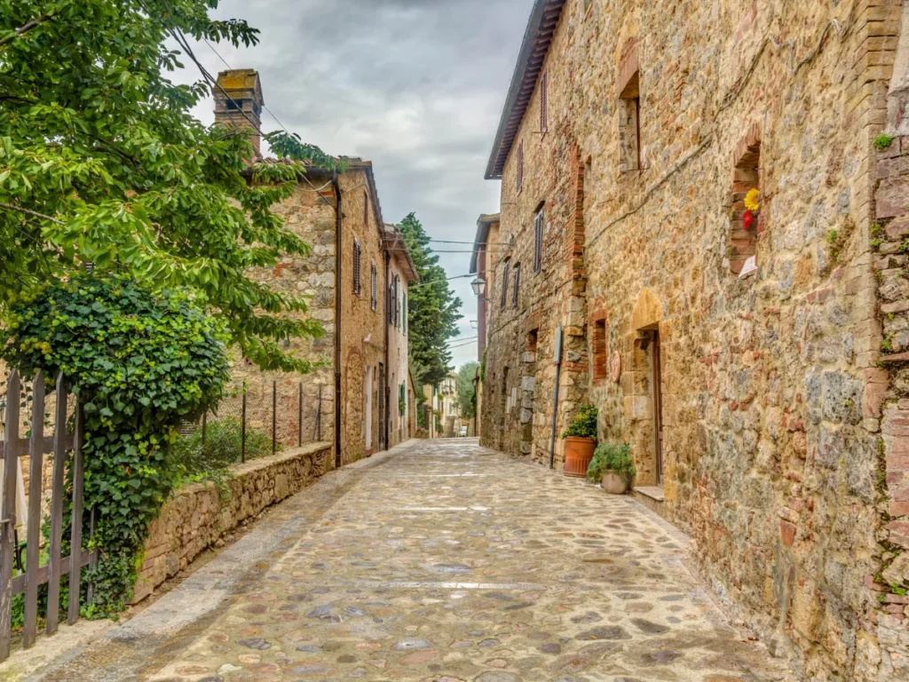 Beautiful street in Monterriggioni in Italy