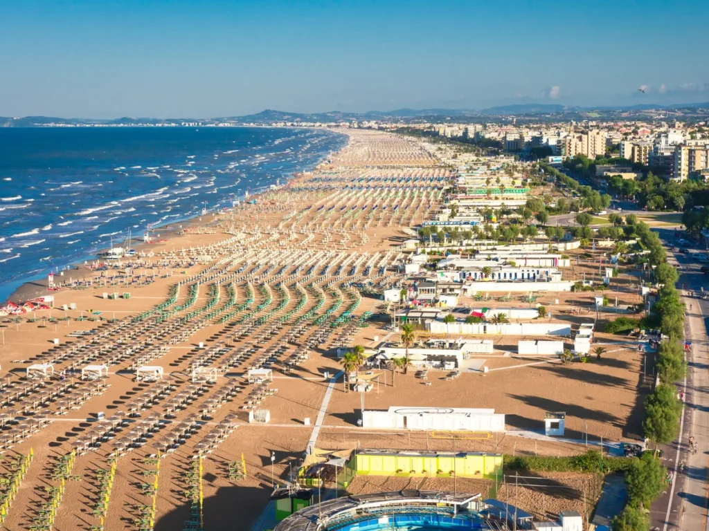 Rimini Beach in Rimini, Italy