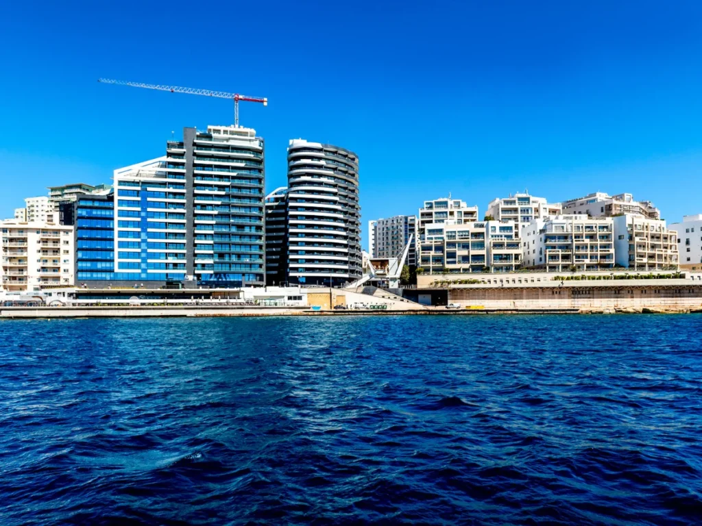 Modern business district in Sliema, Malta