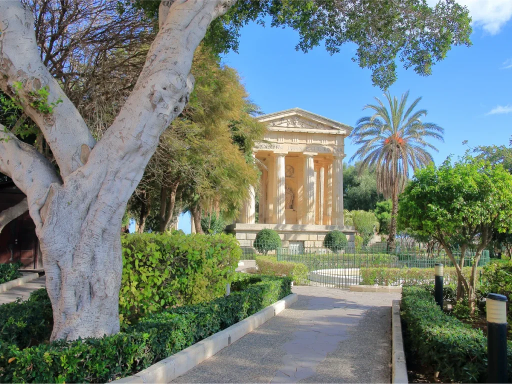 Public park in the city of Valetta in Malta