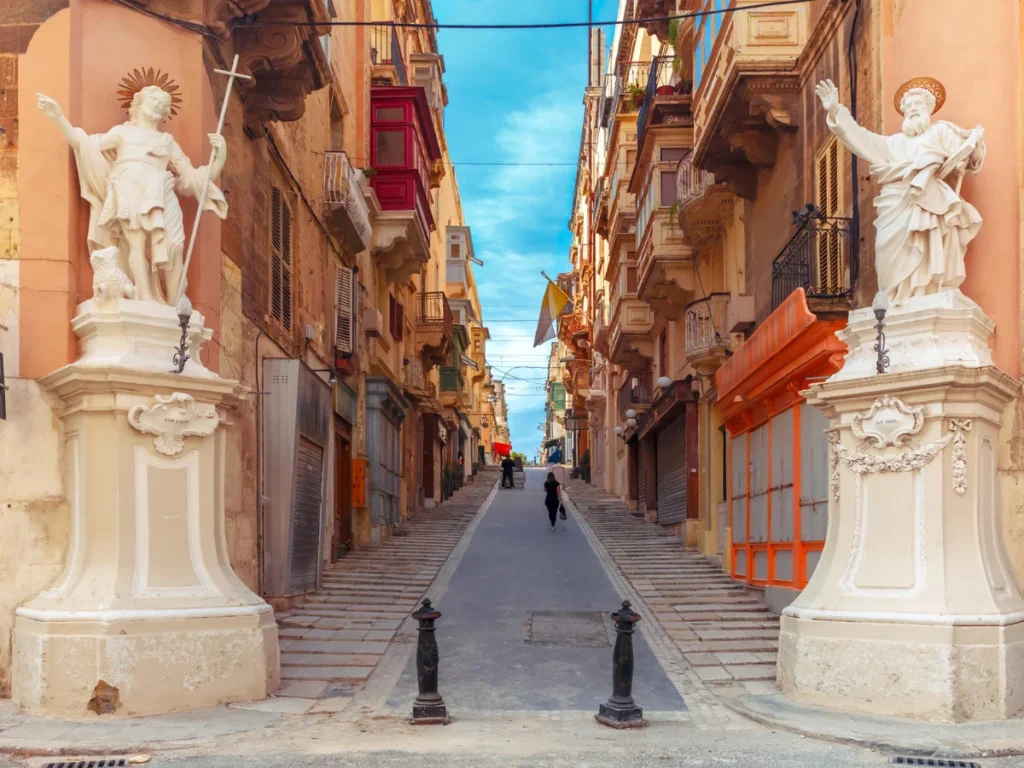 Spectacular street in the old town of Valletta